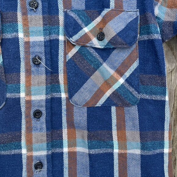 ** Five Brother 1970's Vintage Union Made Plaid Flannel Button Shirt Small - Picture 7 of 11
